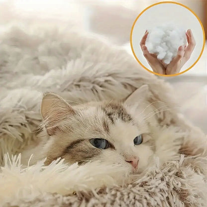 Plush Round Pet Bed 2-in-1 Nest for Cats & Small Dogs