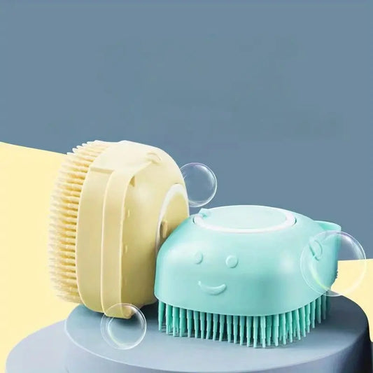 Pet Shampoo Brush Silicone Grooming Scrubber for Bathing