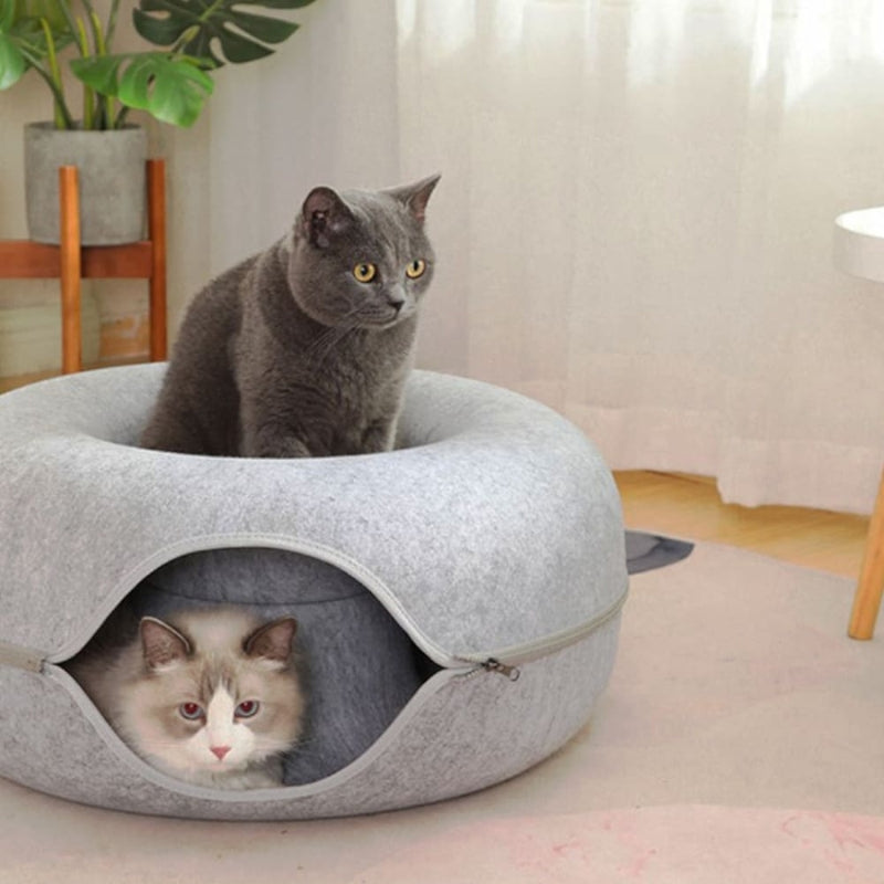 Donut Cat Bed & Tunnel for 2 Cats