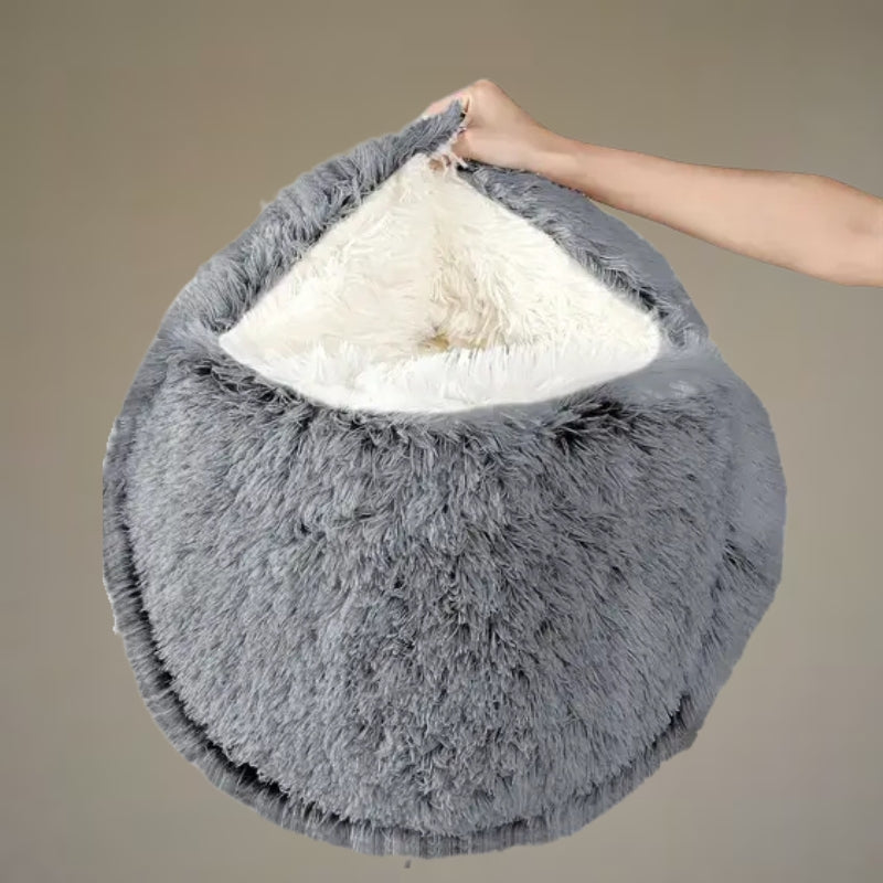 Plush Round Pet Bed 2-in-1 Nest for Cats & Small Dogs