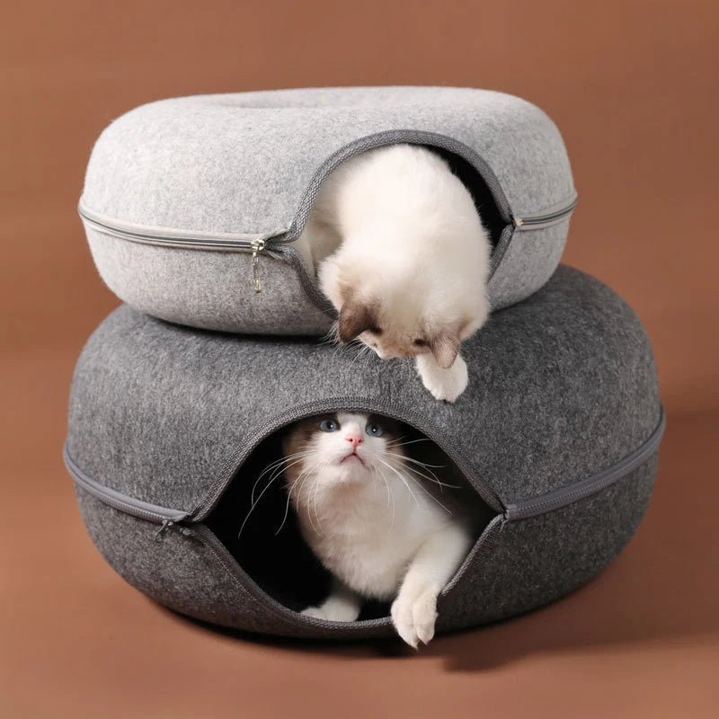 Donut Cat Bed & Tunnel for 2 Cats